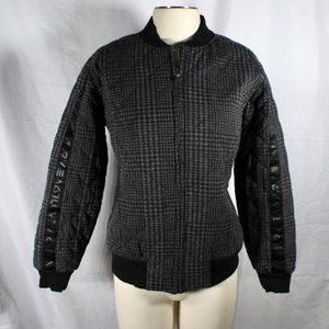 Ellen Bomber Zip Up Plaid Gray Black Quilted Love Gwen Stefani Style Size Med